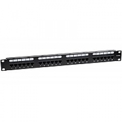 Patch panel, 24-port, UTP, cat. 5e, 1U, 19", Dual block, w/cable holder