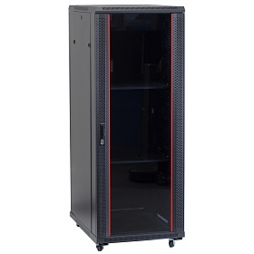 Floor-standing 19" rack cabinet, 32U, glass door, 800mm, black