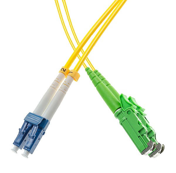 Patchcord E2000/APC-LC/UPC, SM, 9/125 duplex, G652D fiber, 1 m 