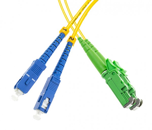 Patchcord E2000/APC-SC/UPC, SM, 9/125 duplex, G652D fiber, 2 m 