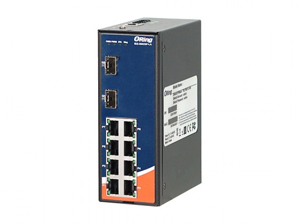 ORing IES-3082GP-LA, Managed switch,  8x 10/100 RJ-45 + 2x1000 SFP, O/Open-Ring <10ms