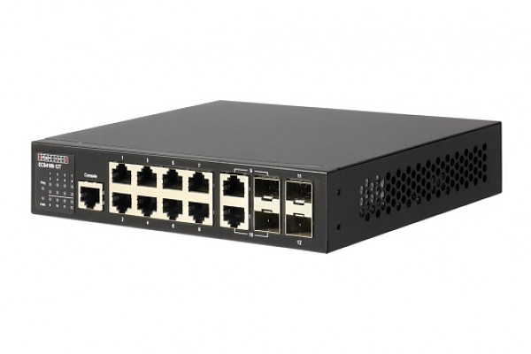 Managed switch,  8x 10/100/1000 RJ-45, 2x 100/1000 SFP, 2x Combo Gigabit, 19" (Edge-core ECS4100-12T) 