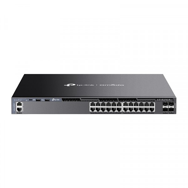 TP-Link SG6428X, Managed switch, 24x 10/100/1000 RJ-45, 4 slide-in SFP+ 10G slot, 19"