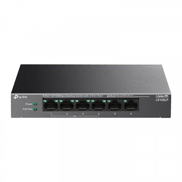 TP-Link LS106LP, Unmanaged switch, 6x 10/100 RJ-45, PoE+, desktop