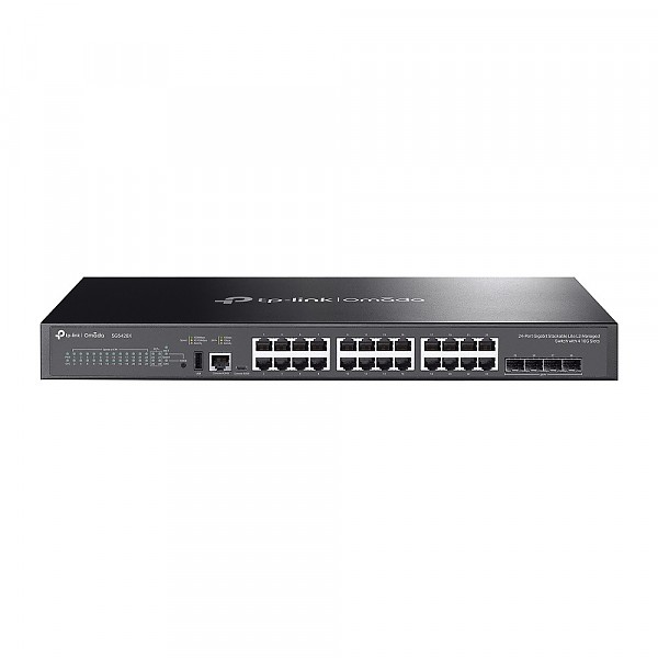 Managed switch, 24x 10/100/1000 RJ-45, 4 slide-in SFP+ 10G slot, 19" (TP-Link SG5428X) 